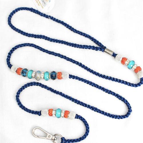 Chic laisse pour chien cordon marine et perles scintillants / laisse exposition canin