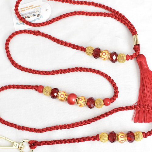 Chic laisse pour chien cordon rouge avec perles scintillants / laisse exposition canin