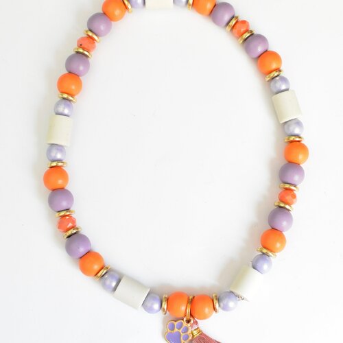Collier violet anti-tique pour chien et chat personnalisé, perle céramique em, bijoux pour chien