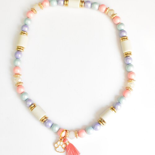 Collier rose anti-tique pour chien et chat personnalisé, perle céramique em, bijoux pour chien