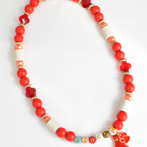 Collier rouge anti-tique pour chien et chat personnalisé, perle céramique em, bijoux pour chien
