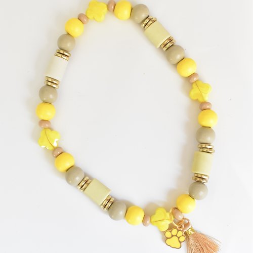 Collier beige anti-tique pour chien et chat personnalisé, perle céramique em, bijoux pour chien
