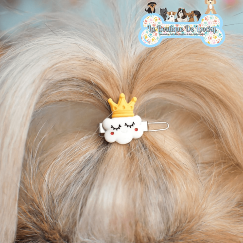 Barrette nuage et couronne pour chien a poil long, accessoire chien, idée cadeau