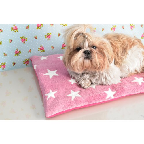 Tapis douillet rose motif étoile pour chien et chat, tapis confortable