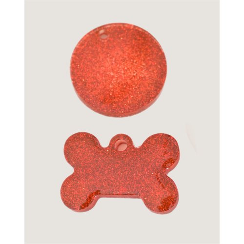 Médaille personnalisée rouge pailletée pour chien, chat, lapin ou nac. médaille d'identification