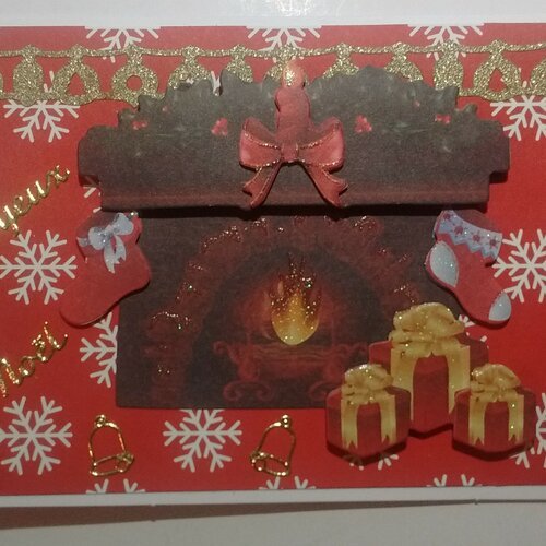 Carte Joyeux Noel Cheminee Et Cadeaux 3d Un Grand Marche