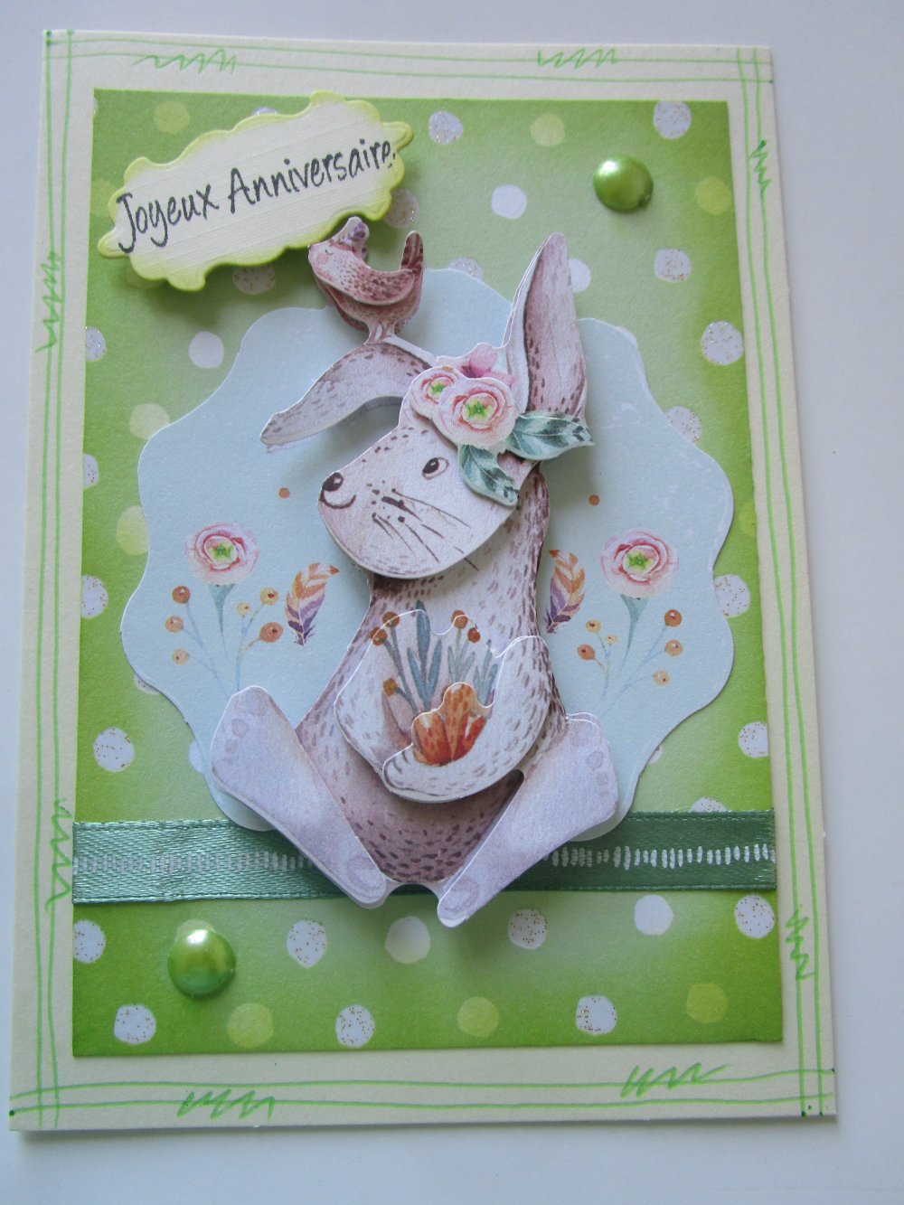 Handmade Personnalisé Bunny Rabbit Enfant Carte D'Anniversaire 1st 2nd tout âge