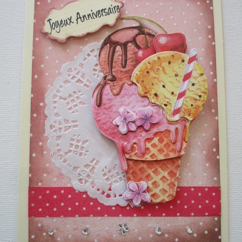 Carte Anniversaire Cone Boules De Glace Un Grand Marche