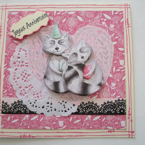 Carte Anniversaire Enfant 3d Couple De Ratons Laveurs Un Grand Marche