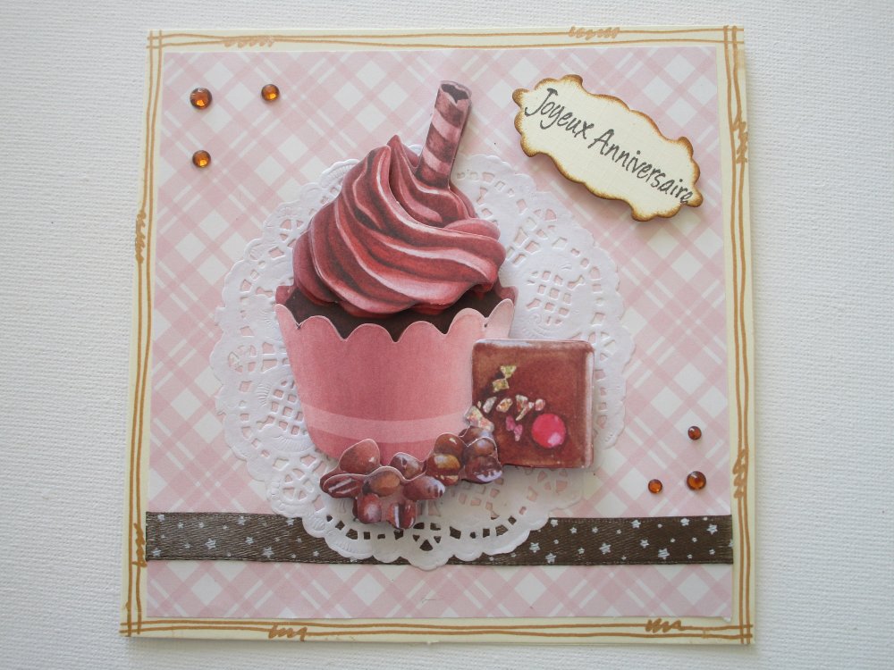 Carte Anniversaire Cupcake Chocolat Un Grand Marche