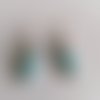 Boucles d'oreilles goutte cane rose bleu  perle argentée