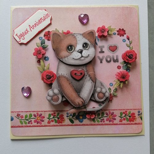 Carte Anniversaire Enfant Chat Et Sa Couronne De Fleur Un Grand Marche