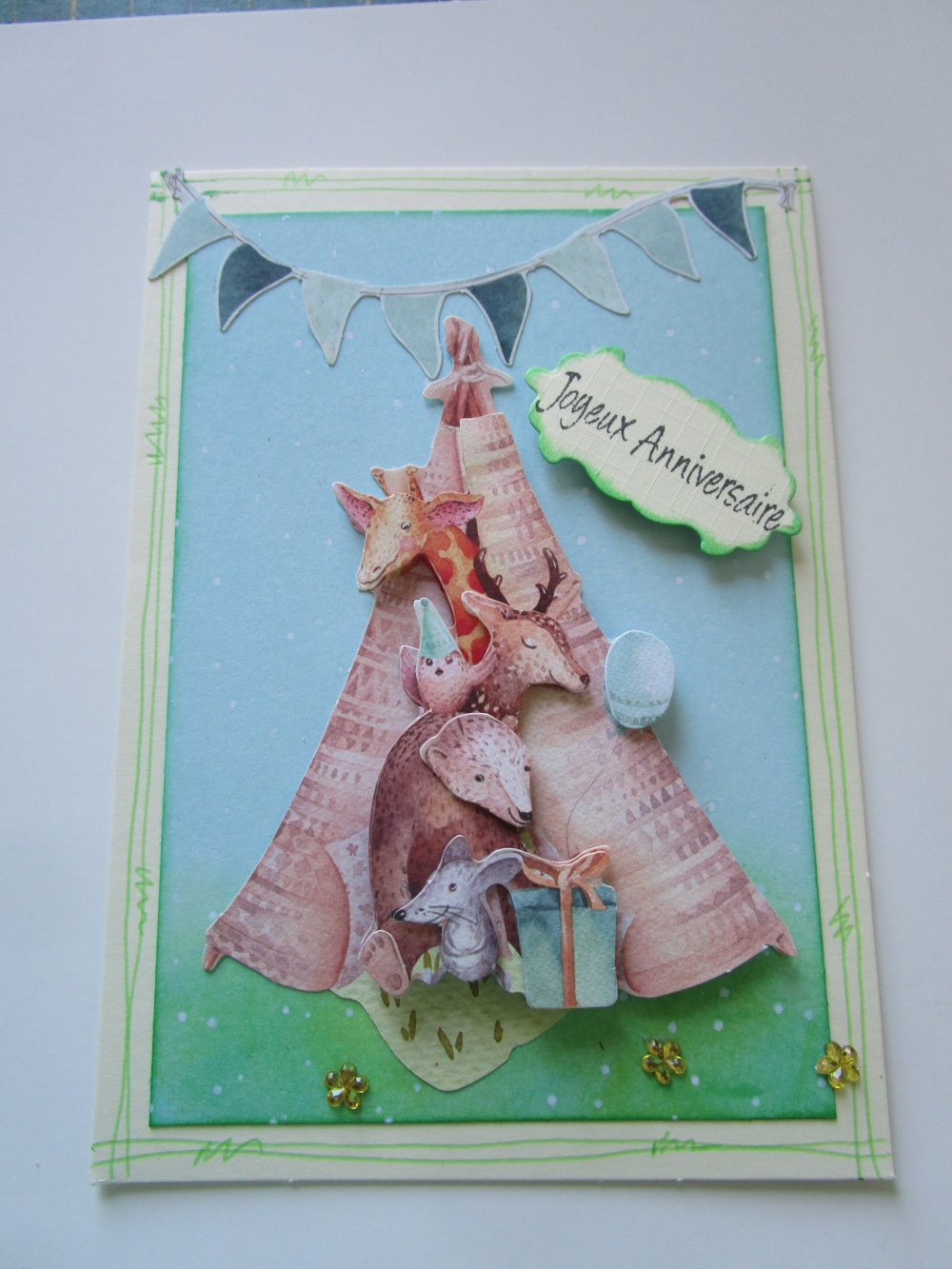 Carte Anniversaire Enfant 3d Tipi Avec Animaux Un Grand Marche