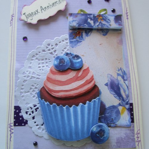 Carte Anniversaire Cupcake Aux Myrtilles 3d Un Grand Marche