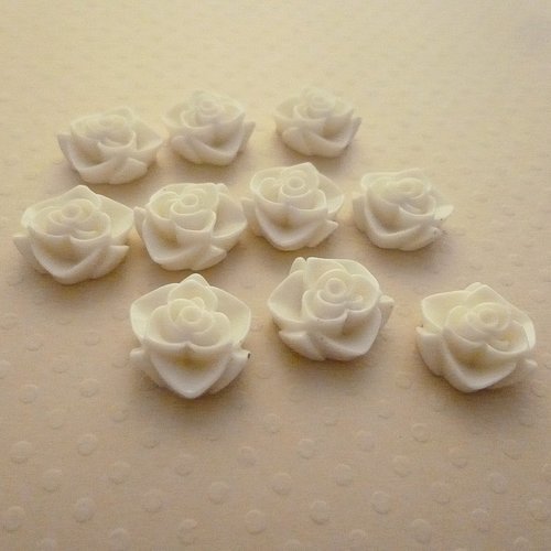 Lot de 10 fleurs en résine rose blanc 15 mm - fr-0995