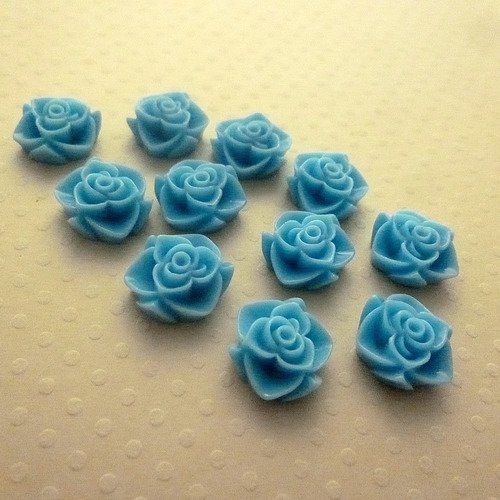 Lot de 10 fleurs en résine bleues15 mm - fr-0995