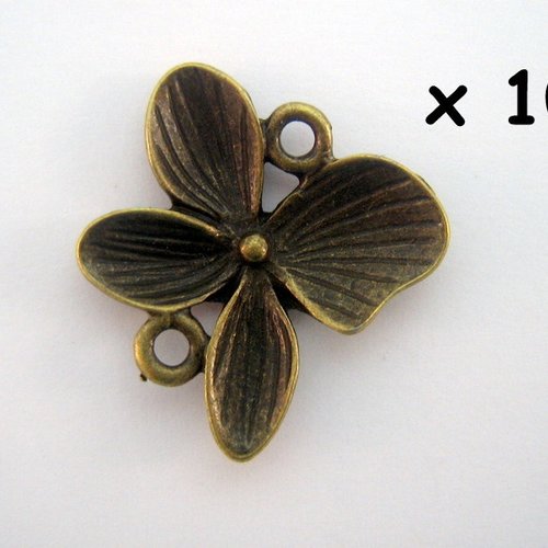 Offre spéciale: lot de 100 connecteurs fleur mod.2 bronze 20x20 mm - cb-0043 