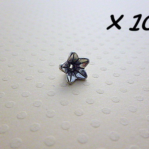 Offre spéciale: lot de 100 perles métal fleurs argenté vieilli 9 mm - pmfa9-0447 
