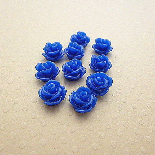 Lot de 10 fleurs en résine bleues outremer 10mm - fr-0623 