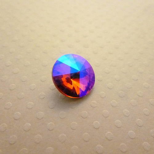 Cabochon rivoli en verre violet rose 14mm - cab-1602 