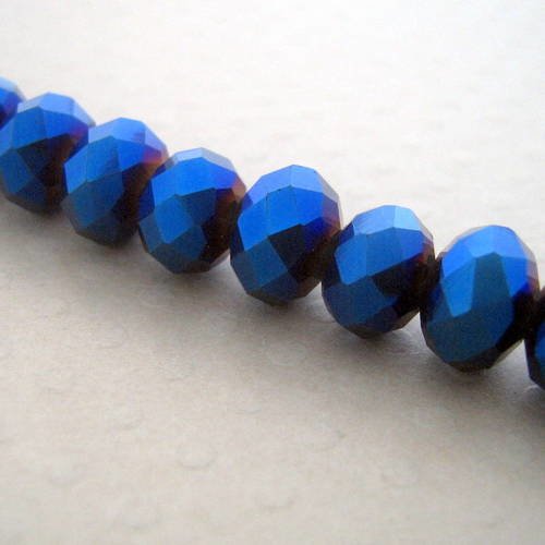 Lot de 20 perles rondes aplaties met. indigo blue 8x5 mm - cbd85-0309 