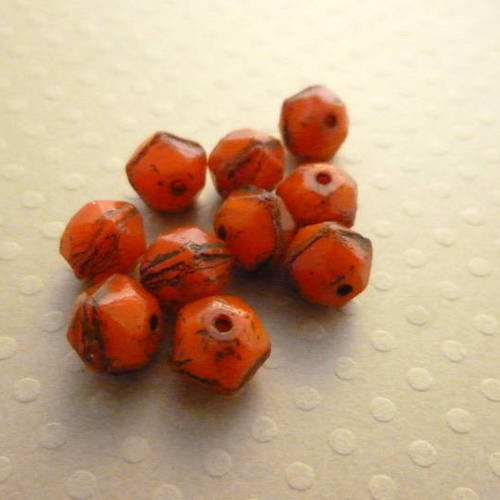 Lot de 10 rondes irrégulières picasso red orange 8mm - cc8-1583 