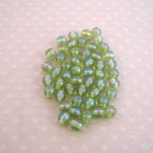 Lot de 50 perles rondes 4 mm lr. iris olivine - r4-0242 