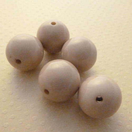 Lot 5 perles acrylique beige 20mm - pa20-0381 