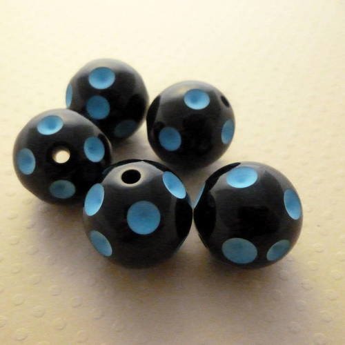 Lot 5 perles acrylique pois bleu 20mm - pa20-0313 