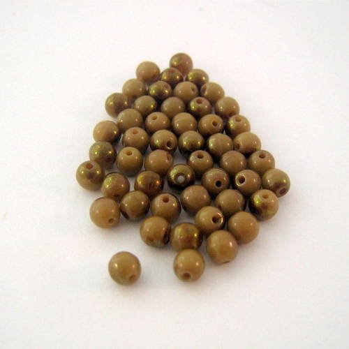 Lot de 50 perles rondes 4 mm luster pink/op. beige - r4-0088 