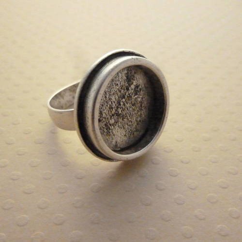 Bague support cabochon plaquée argent pur 16,8 mm  (arg. vieilli) - absav1410-1552 