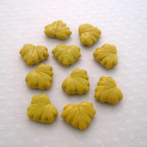 Lot de 10 perles feuilles 10x13mm op. miel - vpf1013-0277 