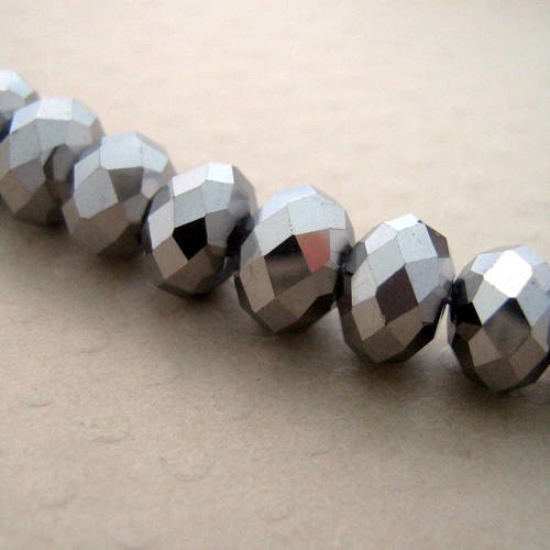 Lot de 20 rondes aplaties cristal met. silver 8x5 mm - cbd85-0306 