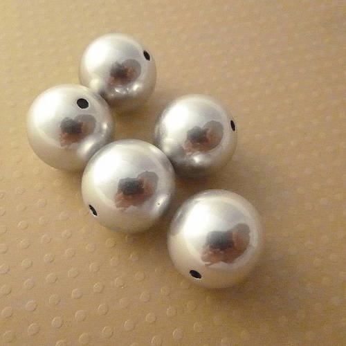 Lot 5 perles acrylique argentées 20mm - pa20-0542 