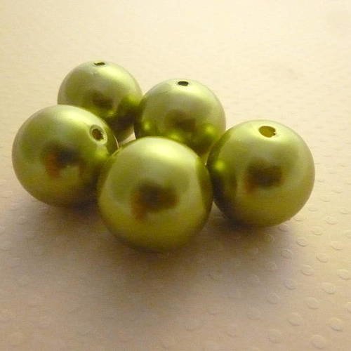 Lot 5 perles acrylique nacrées green 20mm - pa20-0670 