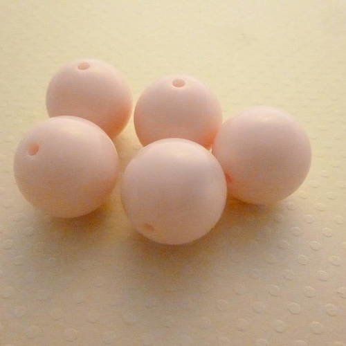 Lot 5 perles acrylique rose pâle 20mm - pa20-0668 