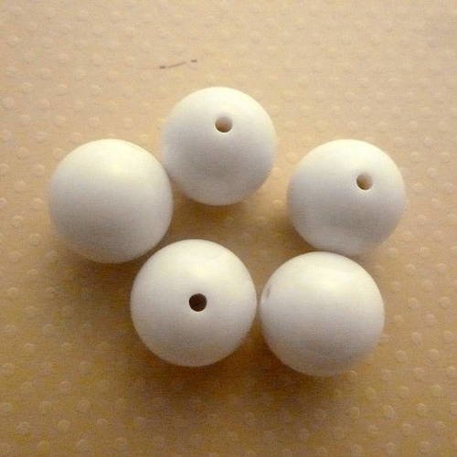 Lot 5 perles acrylique blanc 20mm - pa20-0648 