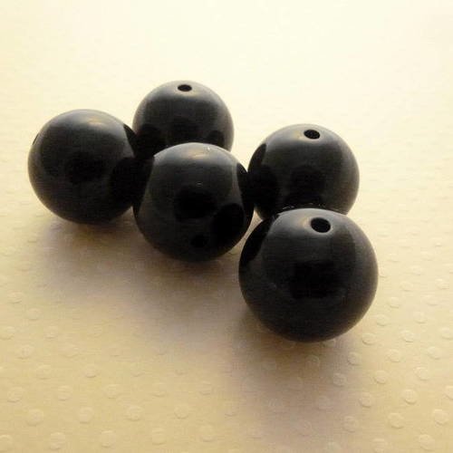 Lot 5 perles acrylique noires 20mm - pa20-1532 