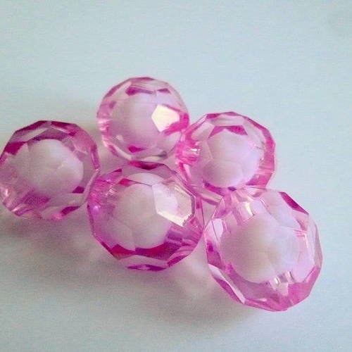 Lot 5 perles acrylique rose 20mm - pa20-1530 