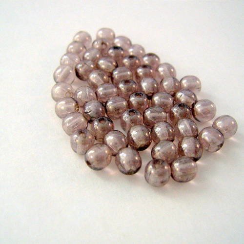 Lot de 50 perles rondes 4 mm luster lt. amethyst - r4-0087 