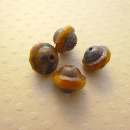 Lot de 4 perles saturne mustard picasso 8x10 mm - cbs810-1525 