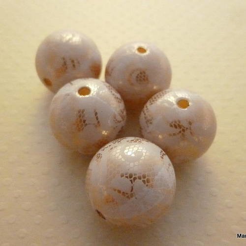 Lot 5 perles acrylique dentelle rose 20mm - pa20-1523 