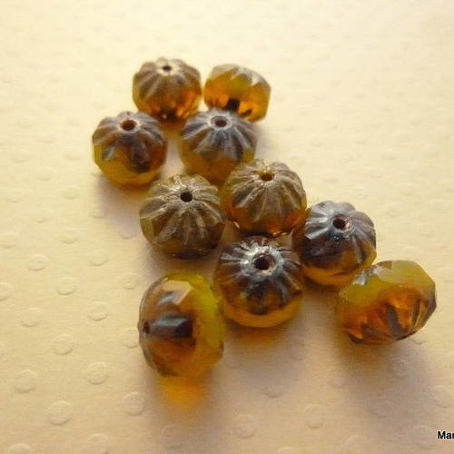 Lot de 10 perles crullers lime amber 9x6 mm - cbcc18-1522 