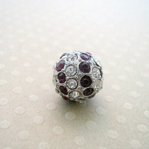 Perle strass violet/crystal base métal 10 mm 