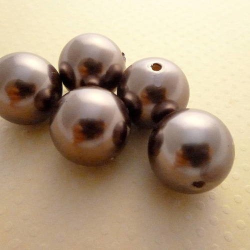 Lot 5 perles acrylique nacrées dark brown 20mm - pa20-1512 