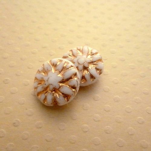 Lot de 2 perles palets fleur white copper 14 mm - cbdf14-1498 