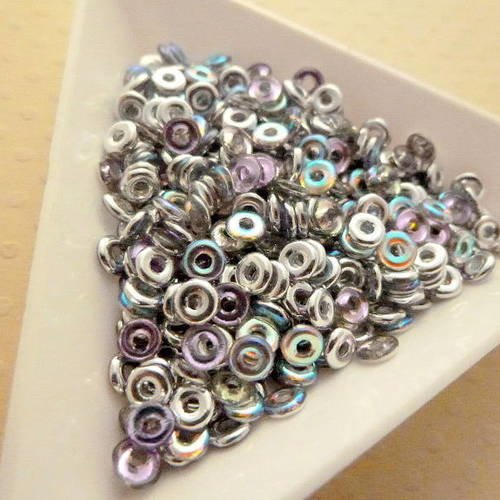 Lot de 5 g o bead crystal silver rainbow 4mm - ob4-1485 