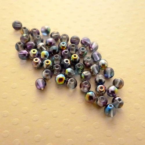Lot de 50 perles rondes 4 mm crystal magic blue - r4-1484 