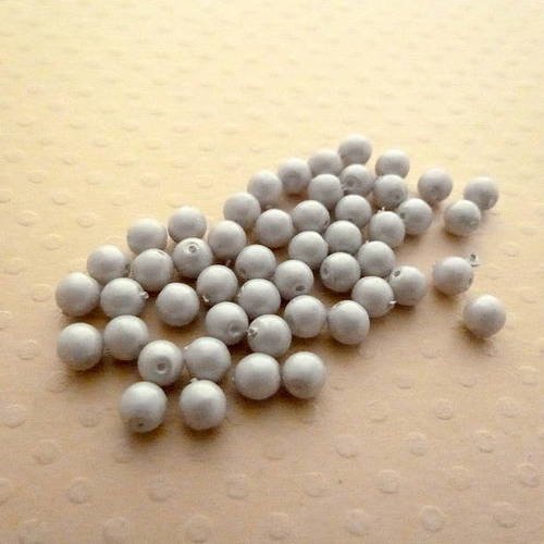 Lot de 50 perles rondes 4 mm pastel grey - r4-1477 