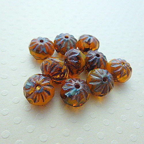 Lot de 10 perles crullers picasso topaz 9x6 mm - cbcc18-0922 